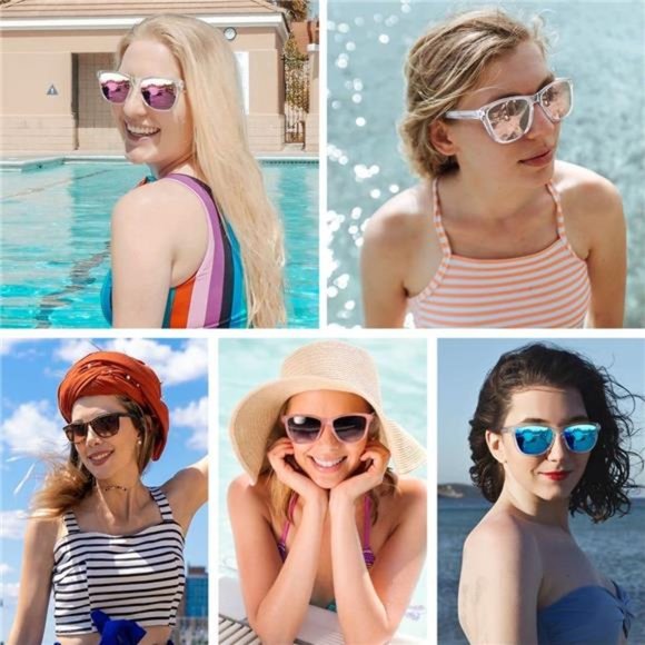 Pink Polarized Sunglasses for Women Men Classic Retro Designer Style - Picture 5 of 6